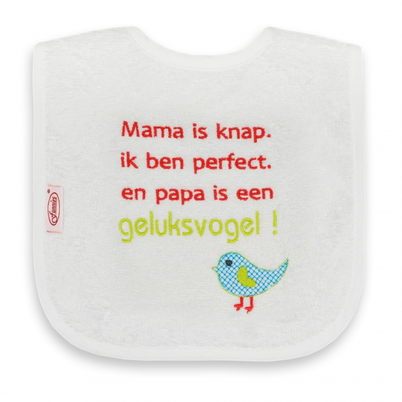 Slabber Papa denkt dat hij de baas is, dat is zo ... schattig! slabber kraamcadeau