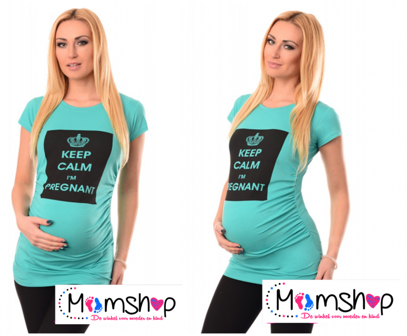 Positie shirt | keep calm - pregnant | Mint | maat S