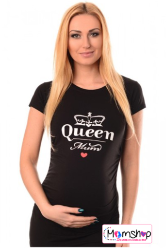 Positie shirt | Queen mum | Zwart | maat M