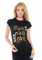 Zwart zwangerschaps shirt made with love - MAAT M