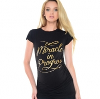 Zwart zwangerschaps shirt miracle in progress - MAAT S