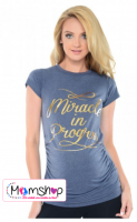 Positie shirt | miracle in progress | Blauw Grijs | maat M