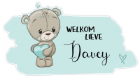 Geboorte sticker | Beertje met hartje blauw