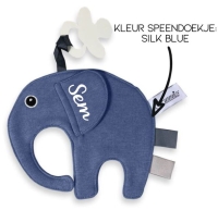 Funnies speendoek met naam | ollie | Silk blue