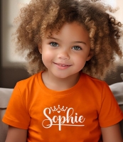 Oranje shirt | Naam - Hartje + Kroon