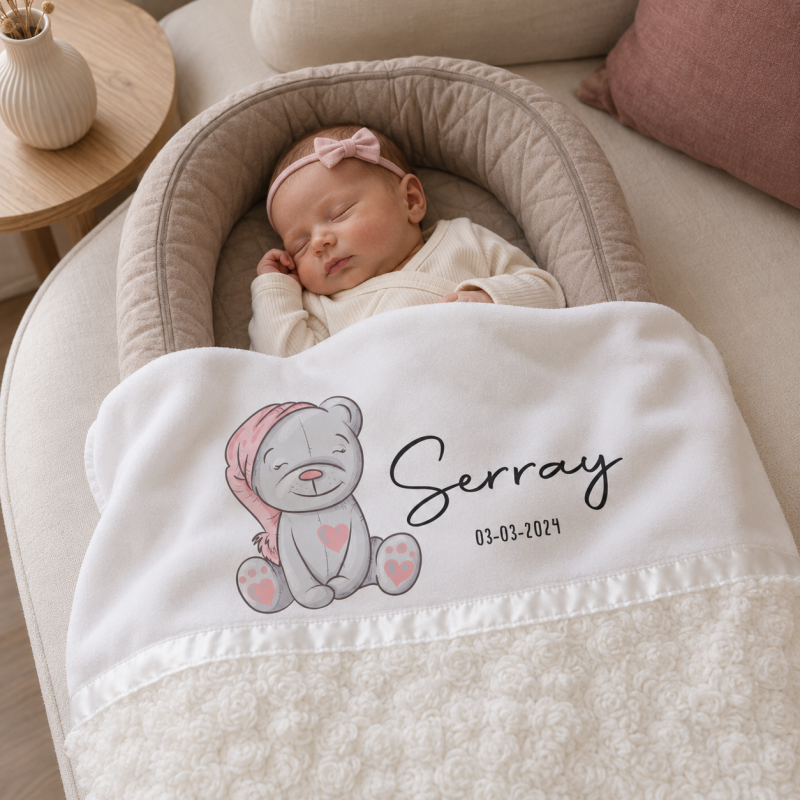 Baby deken | Baby slaapmuts roze