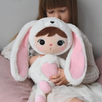 Knuffel met naam | Metoo bunny | Wit roze | 50 cm