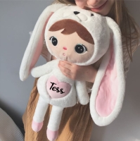 Knuffel met naam | Metoo bunny | Wit roze | 50 cm