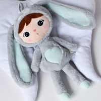 Knuffel met naam | Metoo bunny | Grijs mint | 50 cm