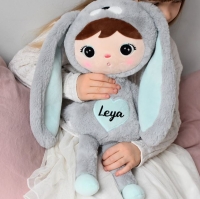Knuffel met naam | Metoo bunny | Grijs mint | 50 cm