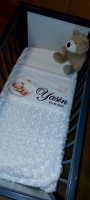 Babydeken met naam en geboortedatum | Bruine Beer op Maan