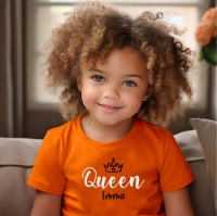 Oranje shirt | Queen + naam - 2 kleuren