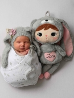 Knuffel met naam | Metoo bunny | Grijs roze | 50 cm