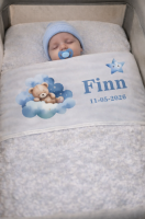 Baby deken | Beertje blauwe wolk