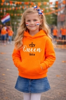Hoodie capuchon | Fluor Oranje | Queen + naam - 2 kleuren