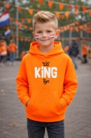 Hoodie capuchon | Fluor Oranje | King + naam - 2 kleuren