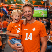 Oranje WK twinning shirt met leeuw en rugnummer