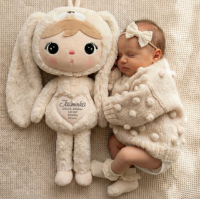 Metoo bunny light beige met naam | 50 cm